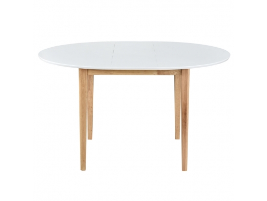 Mesa redonda extensible color blanco y patas madera  merkamueble