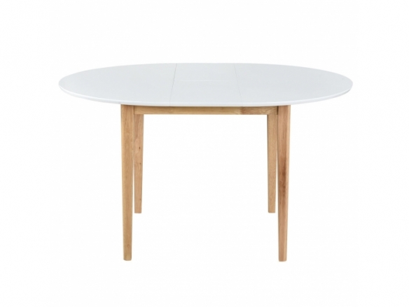 Mesa redonda extensible color blanco y patas madera  merkamueble