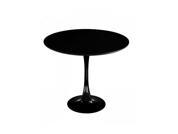 Mesa redonda negra con pie central 90 cm  merkamueble