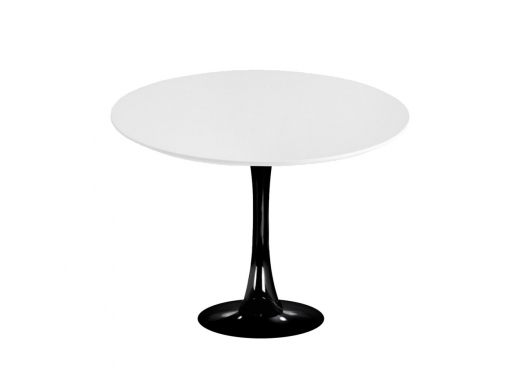 Mesa blanca con pie central negro 90 cm  merkamueble