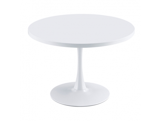 Mesa redonda de madera con patas blancas 110 cm  merkamueble