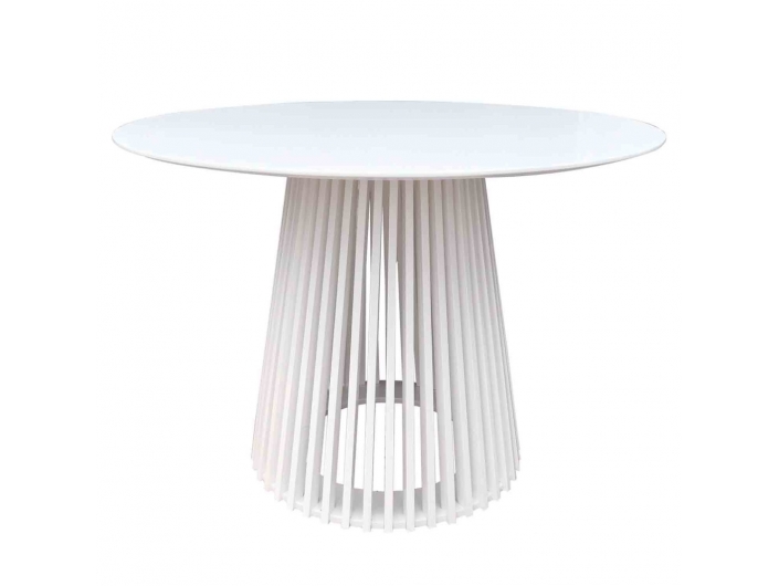 Mesa redonda blanca lacada 100 cm  merkamueble