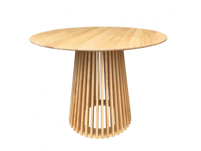 Mesa redonda madera barnizada 100 cm  merkamueble