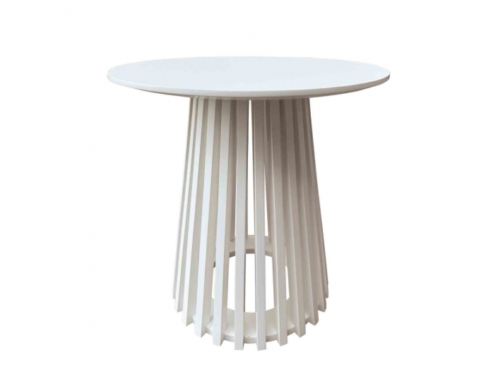Mesa de centro redonda lacado blanca 50 cm  merkamueble