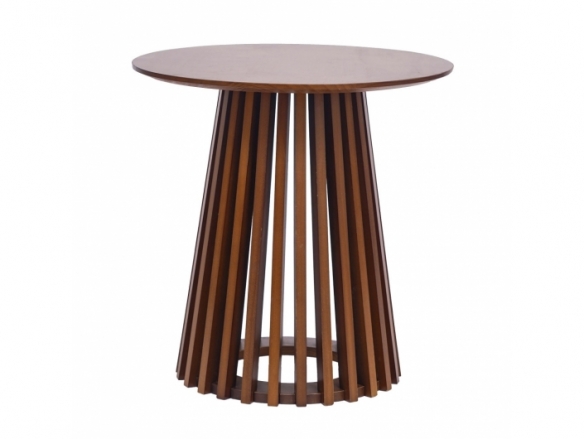 Mesa de centro redonda madera nogal 50 cm  merkamueble