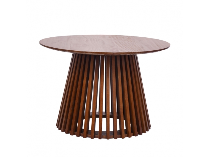 Mesa de centro redonda madera nogal 70 cm  merkamueble
