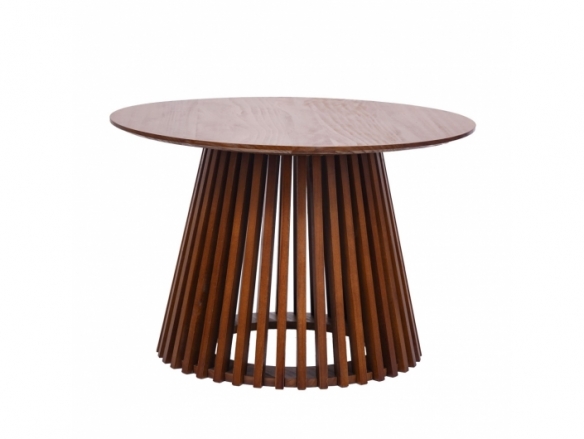 Mesa de centro redonda madera nogal 70 cm  merkamueble