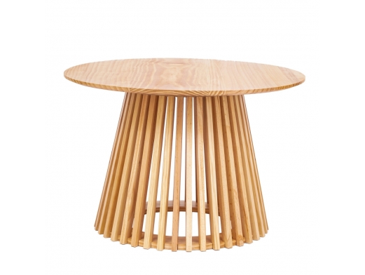 Mesa de centro redonda de madera natural 70 cm  merkamueble