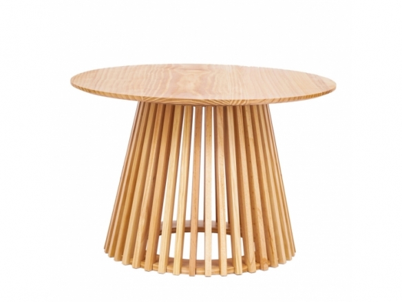 Mesa de centro redonda de madera natural 70 cm  merkamueble