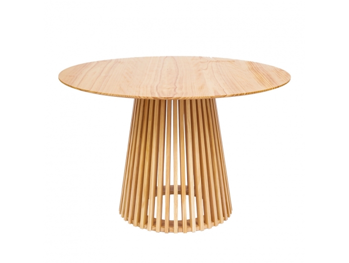 Mesa redonda madera natural barnizada 120 cm  merkamueble