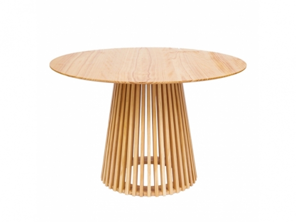 Mesa redonda madera natural barnizada 120 cm  merkamueble