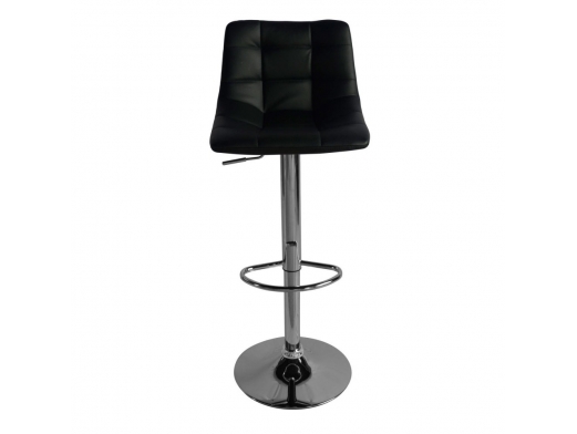 Taburete negro acolchado con pie cromado  merkamueble