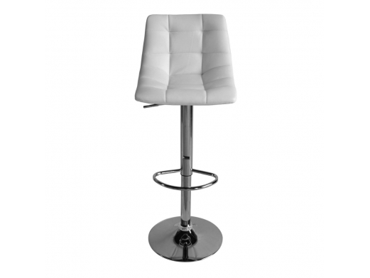 Taburete blanco acolchado con pie cromado  merkamueble