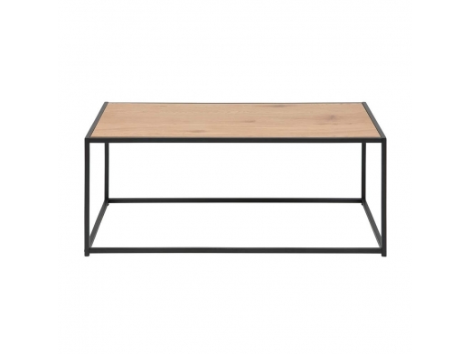 Mesa de centro color madera con estructura metálica negra  merkamueble