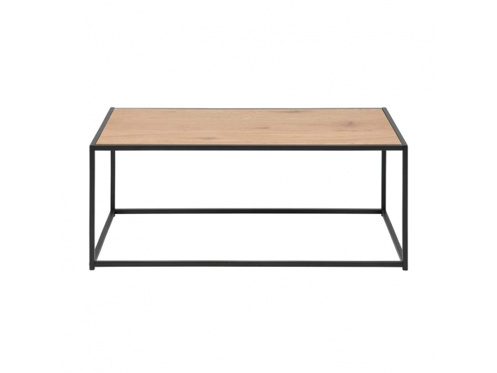 Mesa de centro color madera con estructura metálica negra  merkamueble