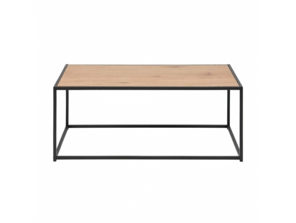 Mesa de centro color madera con estructura metálica negra  merkamueble