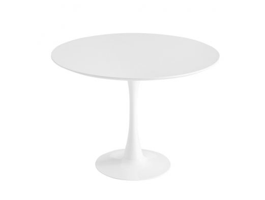 Mesa redonda blanca con pie central 120 cm  merkamueble
