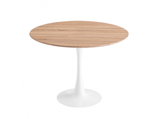 Mesa redonda 120 cm color madera-pie central blanco  merkamueble