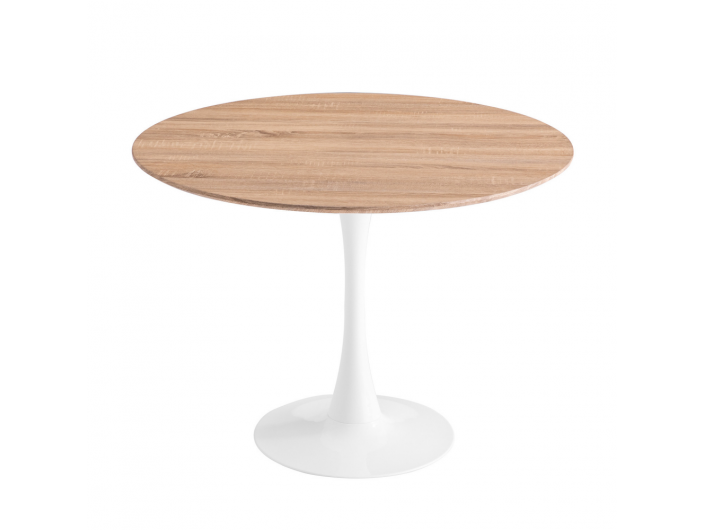 Mesa redonda 120 cm color madera-pie central blanco  merkamueble
