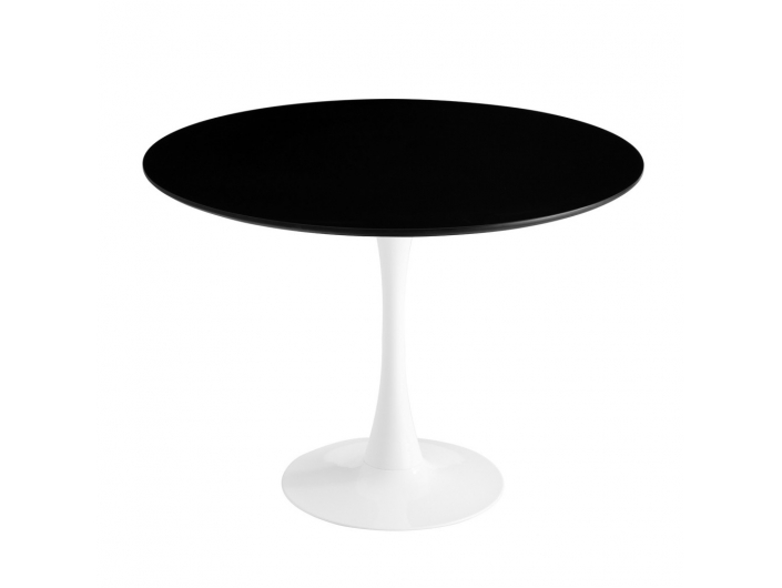 Mesa redonda blanca y negra pie central 120 cm  merkamueble