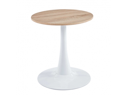Mesa rinconera color madera pie central blanco  merkamueble