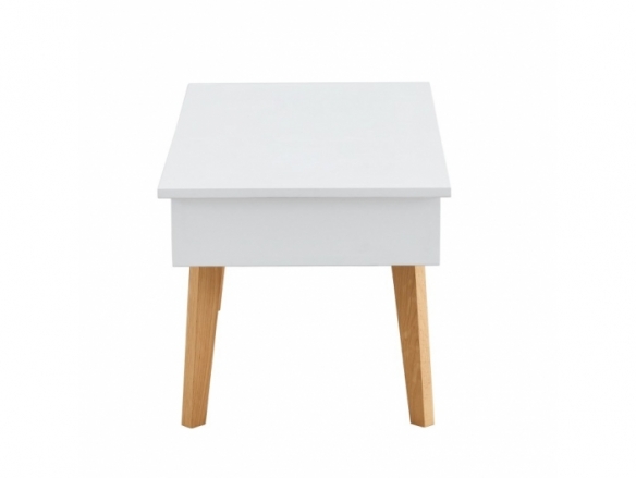 Mesa de centro elevable blanca y patas madera  merkamueble