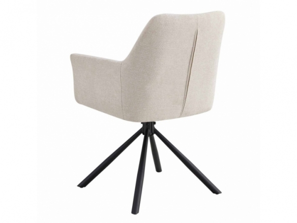 Sillón giratorio color arena con patas metálicas negras  merkamueble