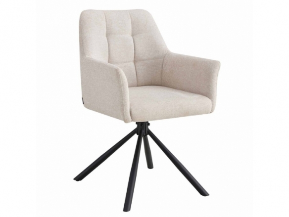 Sillón giratorio color arena con patas metálicas negras  merkamueble