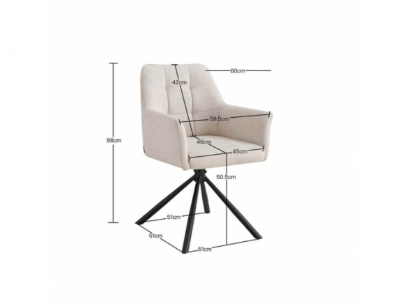 Sillón giratorio color arena con patas metálicas negras  merkamueble