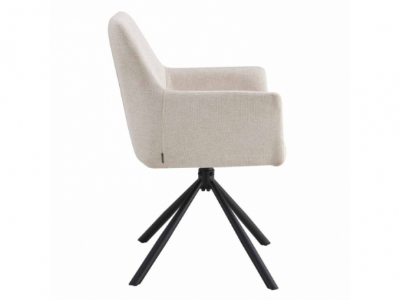 Sillón giratorio color arena con patas metálicas negras  merkamueble