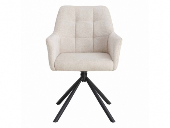 Sillón giratorio color arena con patas metálicas negras  merkamueble