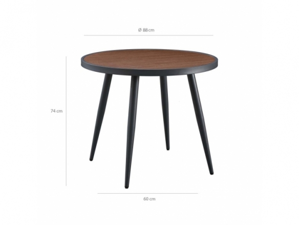 Mesa efecto madera oscura y patas metal negras  merkamueble