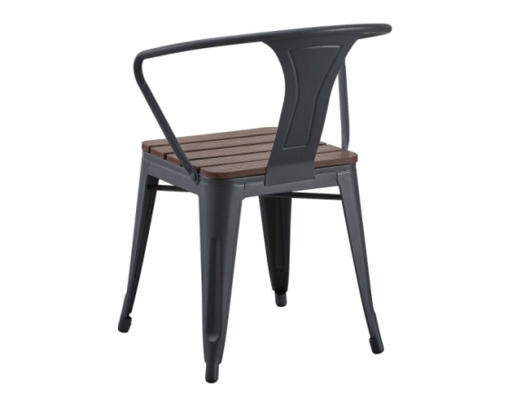 Silla efecto madera oscura y patas metal negras  merkamueble