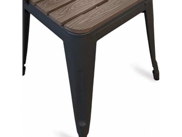 Silla efecto madera oscura y patas metal negras  merkamueble