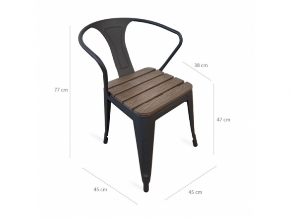 Silla efecto madera oscura y patas metal negras  merkamueble