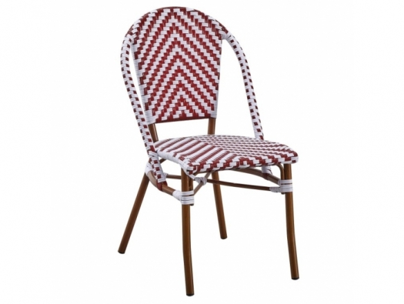 Silla trenzado blanco y granate patas metálicas  merkamueble