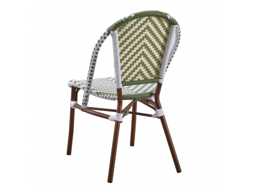 Silla trenzado blanco y verde kale patas metálicas  merkamueble 2