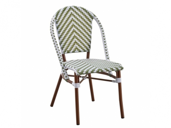Silla trenzado blanco y verde kale patas metálicas  merkamueble