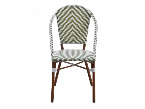 Silla trenzado blanco y verde kale patas metálicas  merkamueble