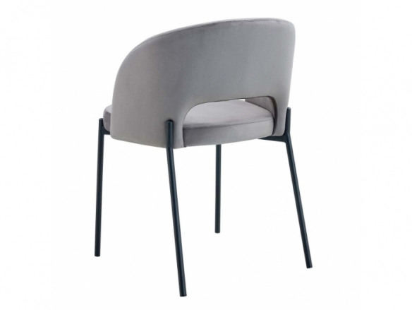 Silla terciopelo gris con patas negras  merkamueble