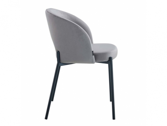 Silla terciopelo gris con patas negras  merkamueble