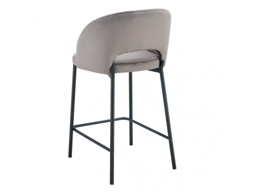 Taburete terciopelo gris con patas negras  merkamueble 2