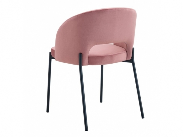 Silla terciopelo rosa con patas negras  merkamueble