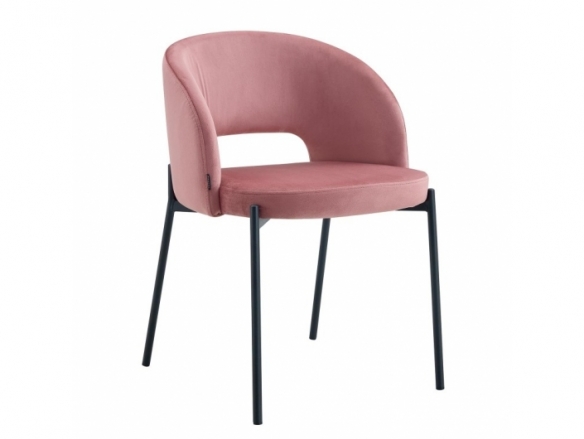 Silla terciopelo rosa con patas negras  merkamueble