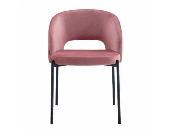 Silla terciopelo rosa con patas negras  merkamueble
