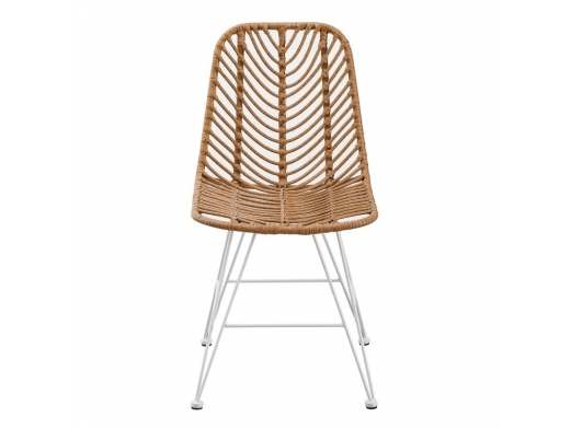 Silla trenzada con patas metálicas blancas  merkamueble 2