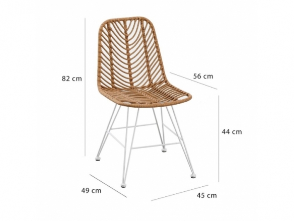 Silla trenzada con patas metálicas blancas  merkamueble