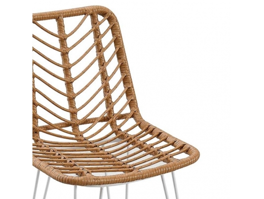 Taburete trenzado con patas metálicas blancas  merkamueble 2