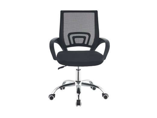 Sillón de escritorio negro con reposabrazos y patas metálicas  merkamueble 2