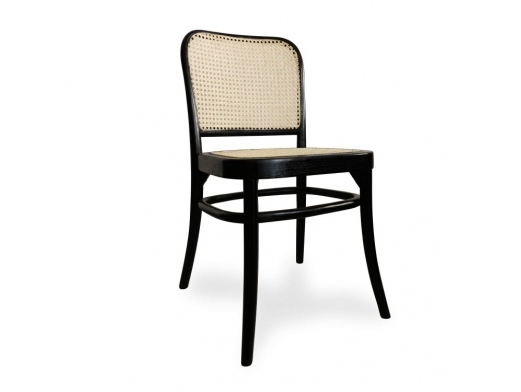 Silla madera maciza color negro con ratán natural  merkamueble 2
